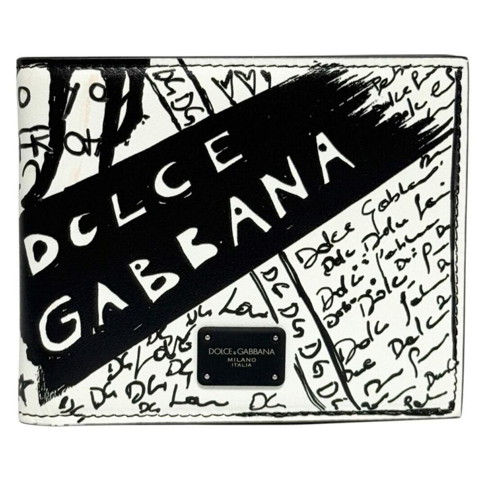 Dolce & Gabbana Men's Bi-fold Wallet, Graffiti Print, White/Black